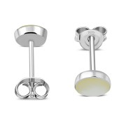 Mother Of Pearl Shell Round Sterling Silver Stud Earrings, e440st